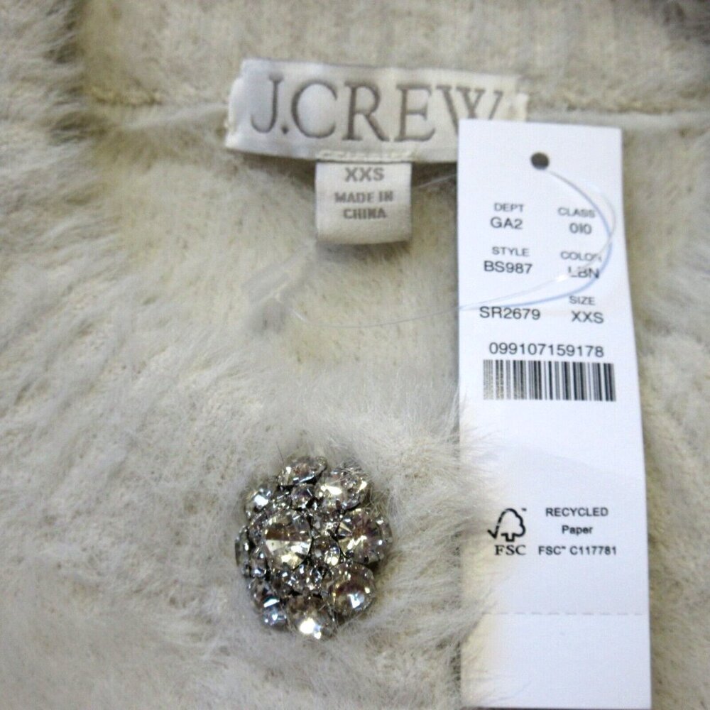 NWT J.Crew Sweater Lady Jacket in Light Bone Navy Brushed Yarn Cardigan XXS - Picture 6 of 7